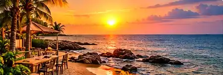 Coucher du soleil sur la plage de Pointe-Denis